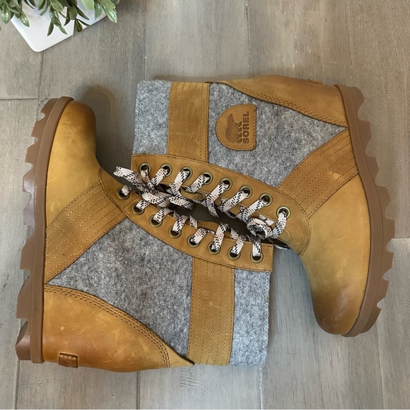 Sorel Lexie Wedge Boots Camel Brown Womens 8.5 - Picture 4 of 11